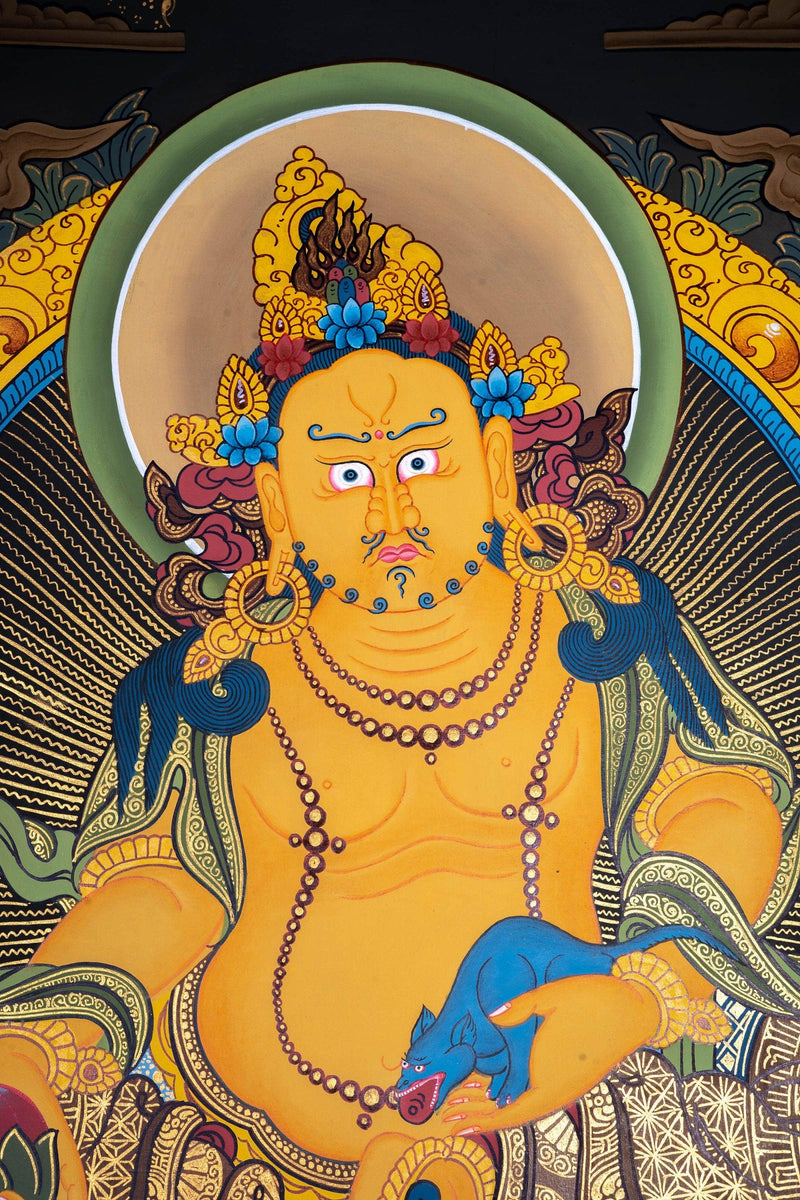 Zambala - the god of fortune in Tibetan Buddhism thangka painting on canvas