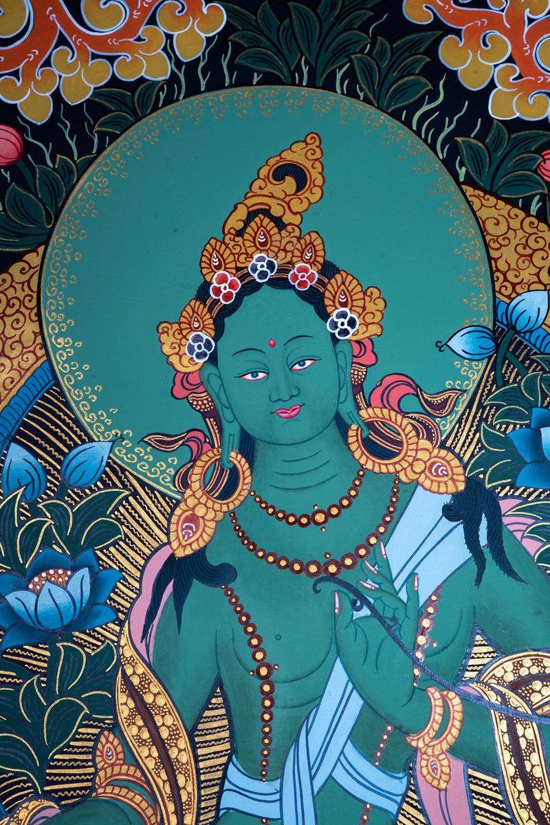 Green Tara Tibetan Thangka art painting