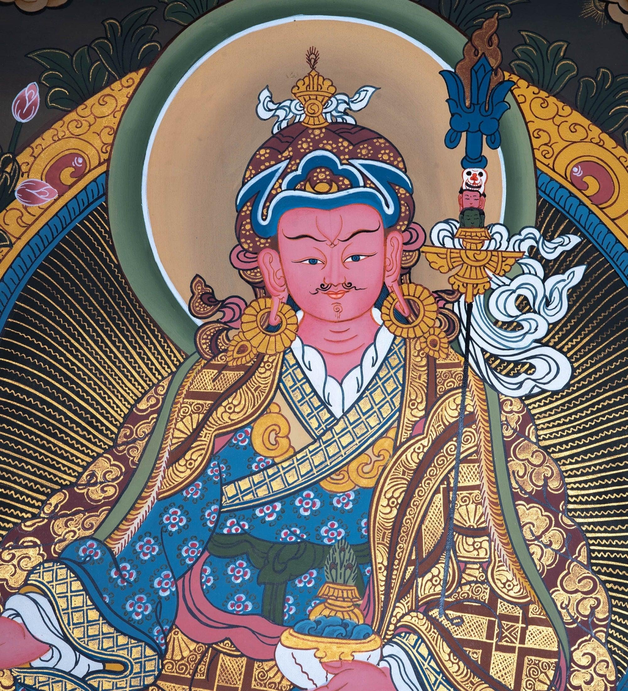 Guru Padmasambhava Thangka painting on lotus