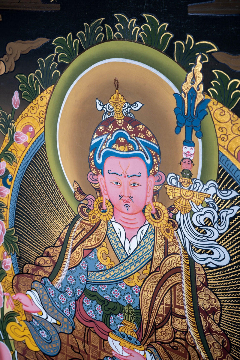 Guru Padmasambhava Thangka painting on lotus