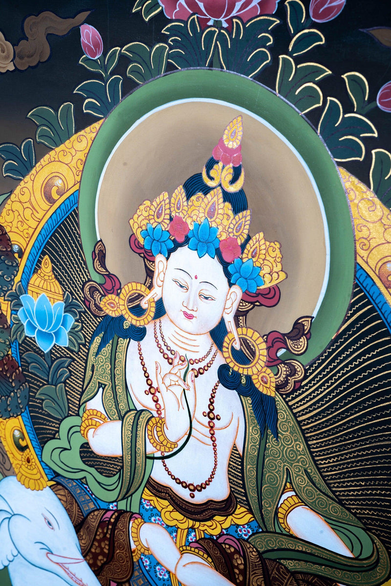 Tara on elephant thangka painting