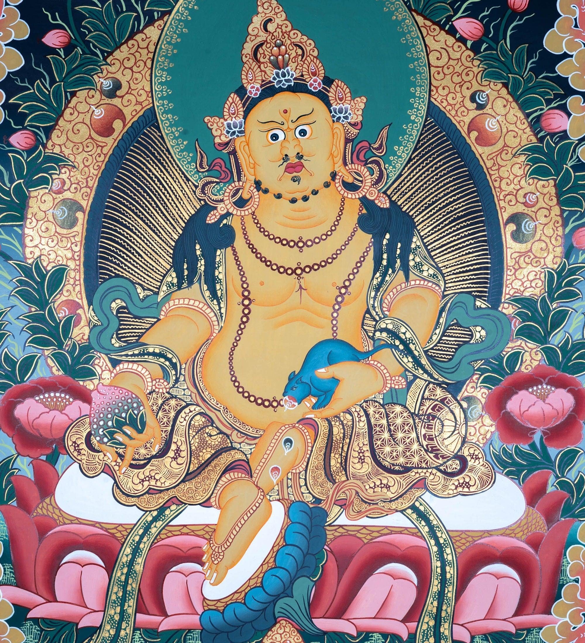 Dzambala the god of wealth Thangka painting 