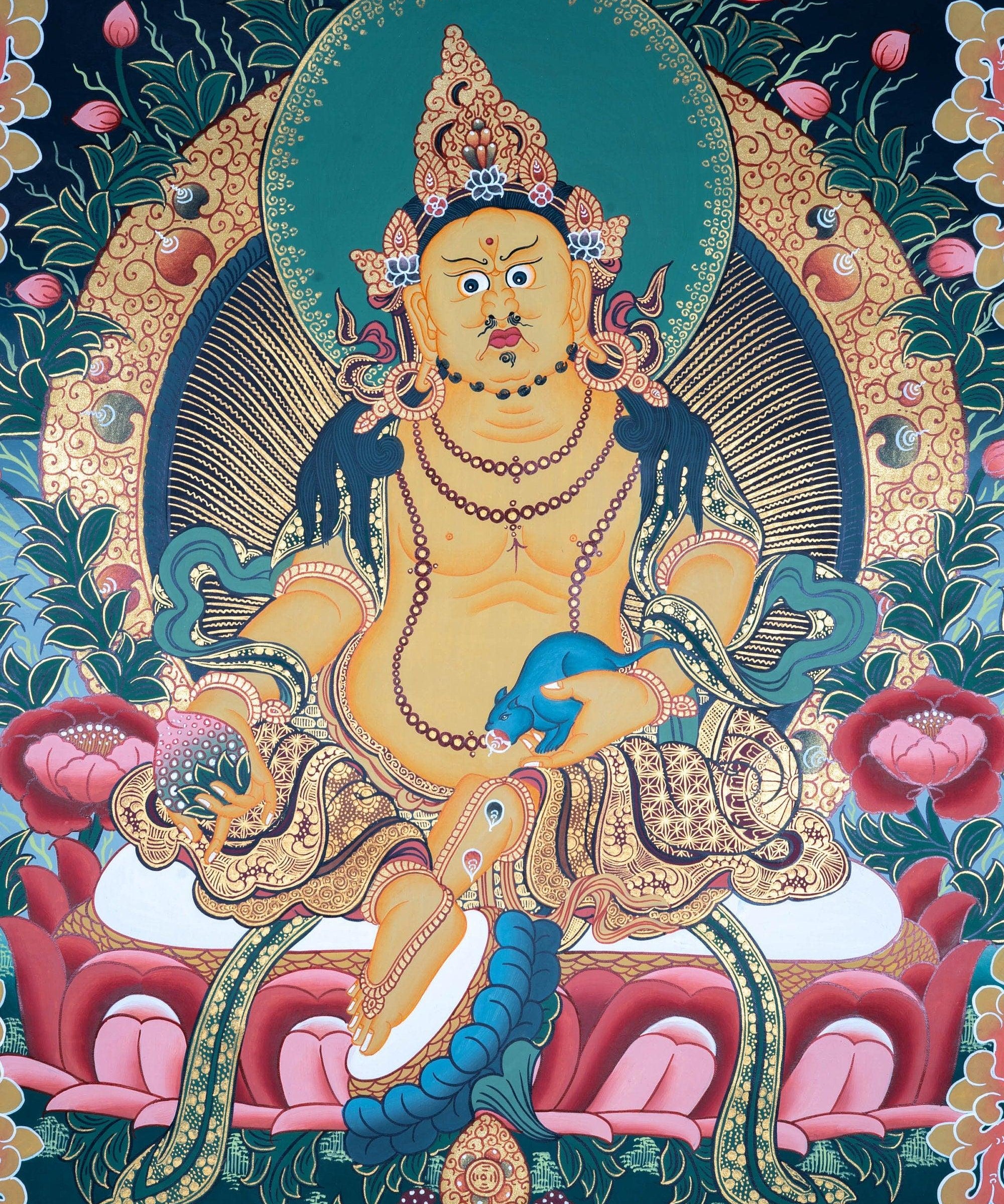 Dzambala the god of wealth Thangka painting 