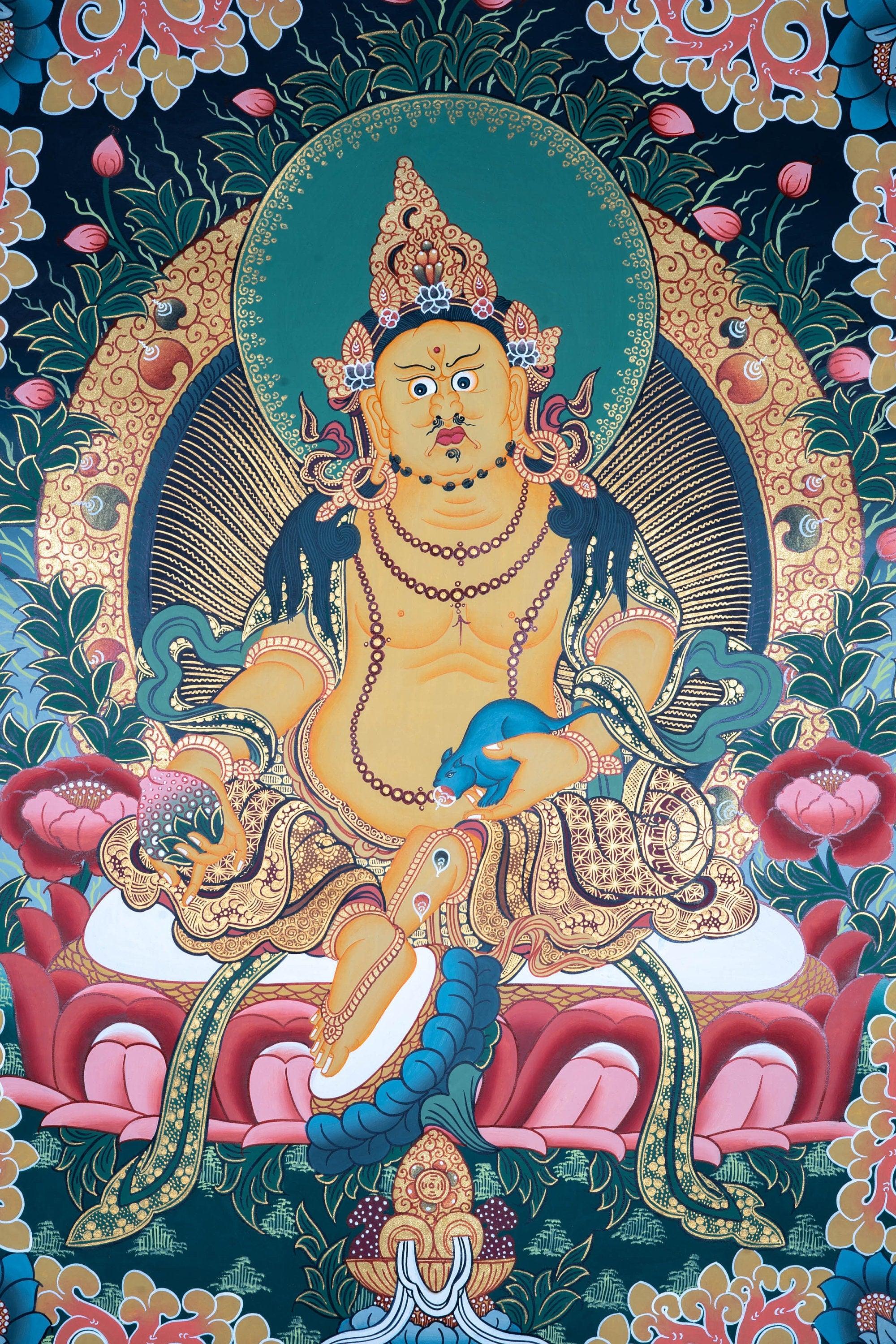 Dzambala the god of wealth Thangka painting 