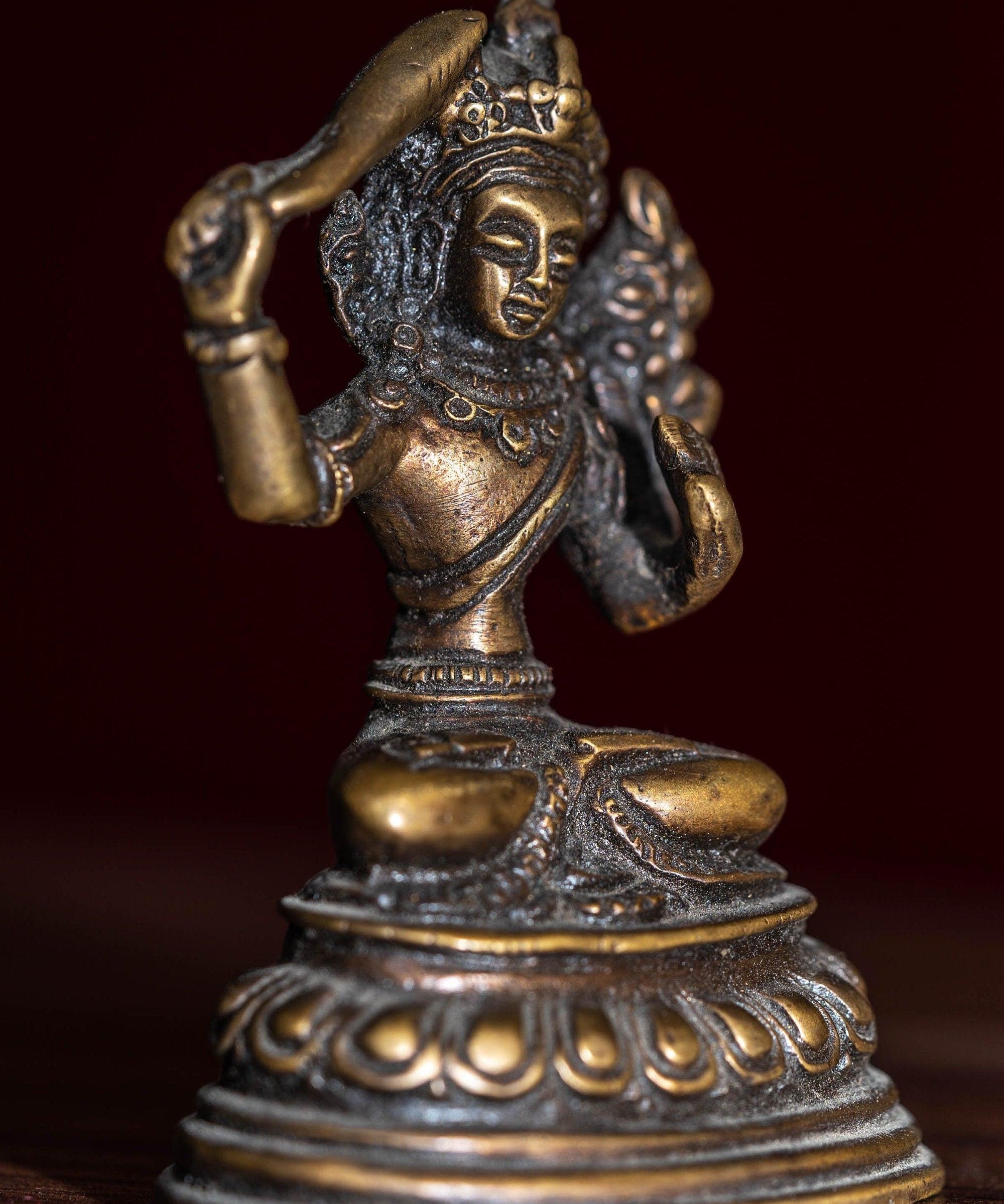 Amoghasiddhi Small size Buddha statue is gold plated for gifts, home and altar space