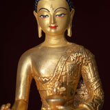 Medicine Buddha healing gold plated statue small size metal craft 