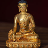 Medicine Buddha healing gold plated statue small size metal craft 