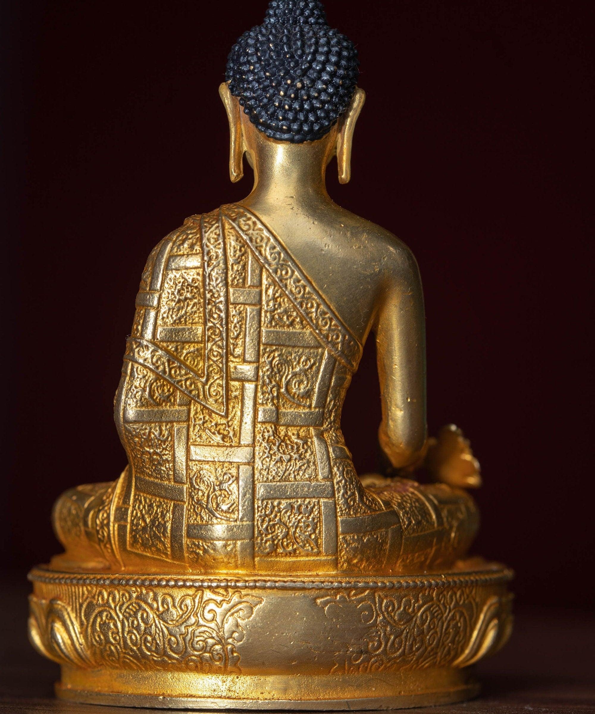 Medicine Buddha healing gold plated statue small size metal craft 