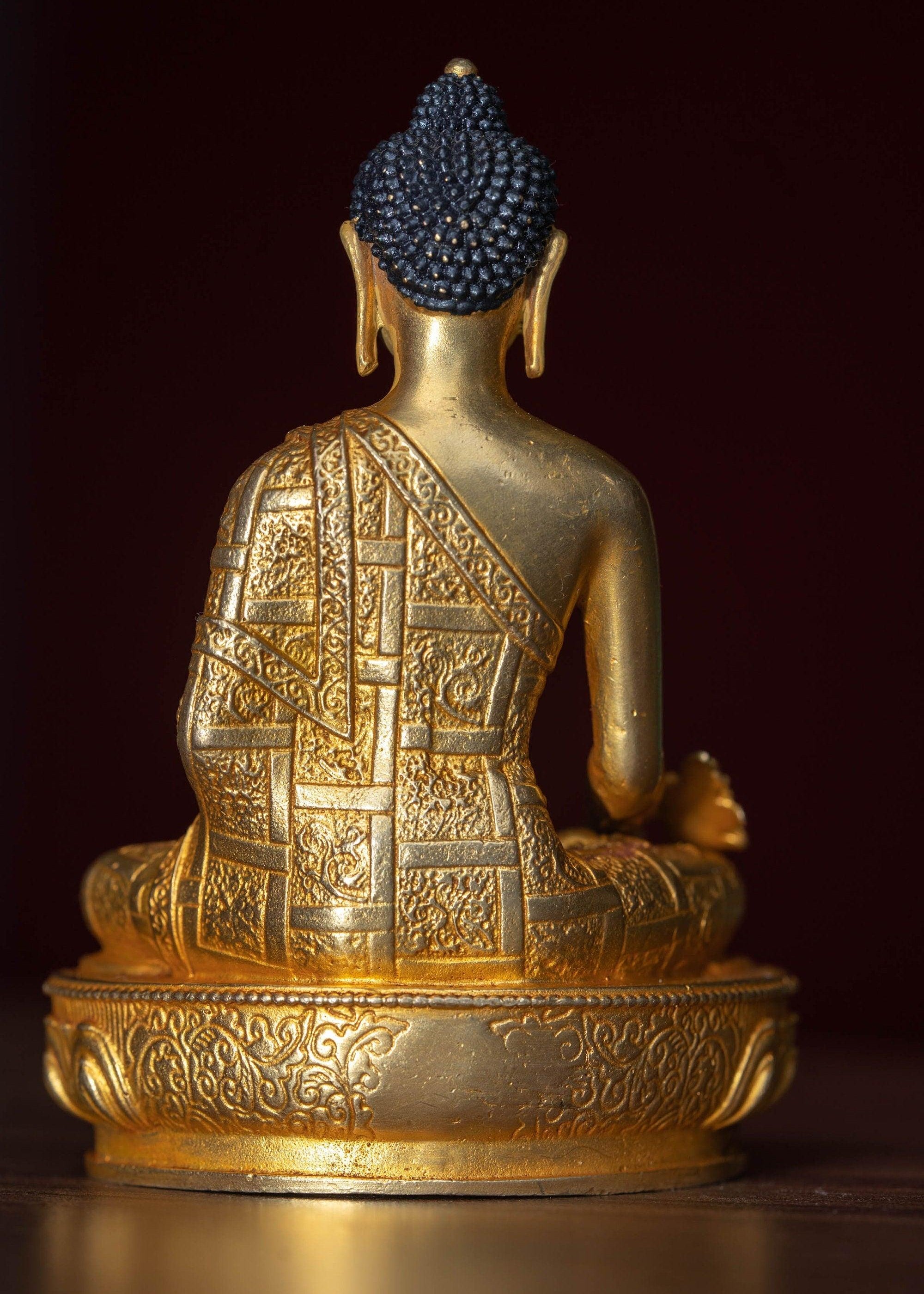 Medicine Buddha healing gold plated statue small size metal craft 