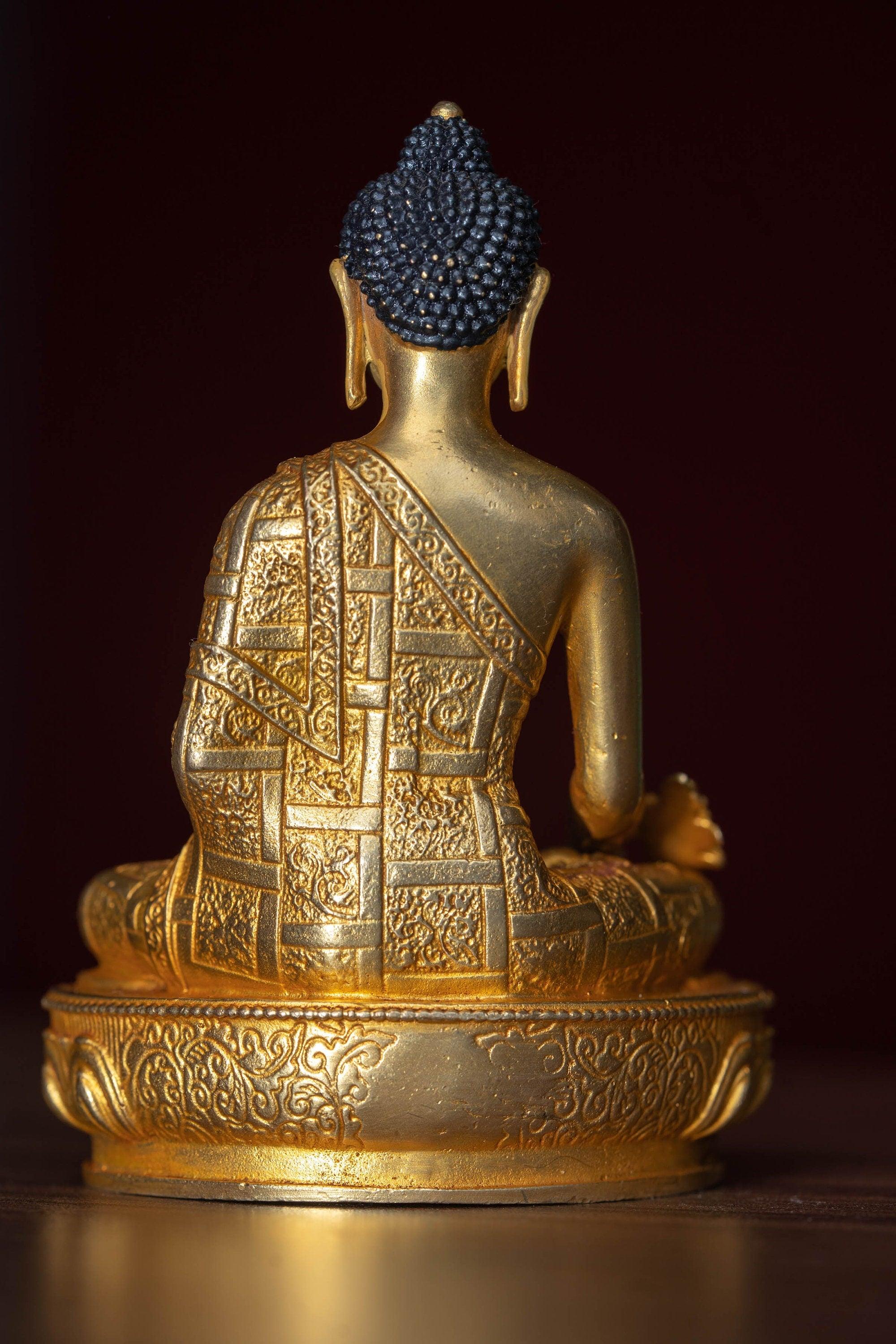 Medicine Buddha healing gold plated statue small size metal craft 