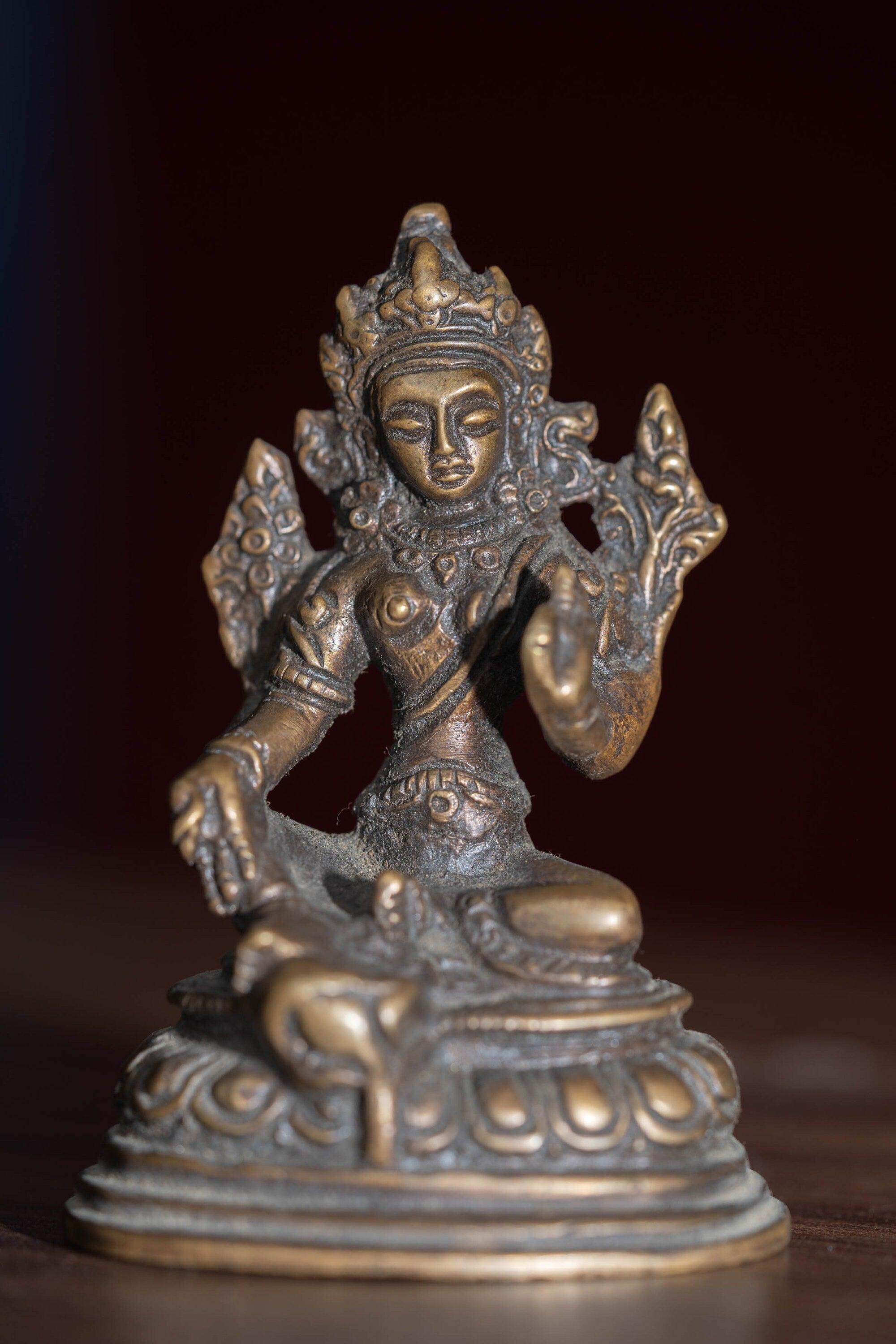 White tara mini size handmade copper statue for altar , decoration , home and gifts