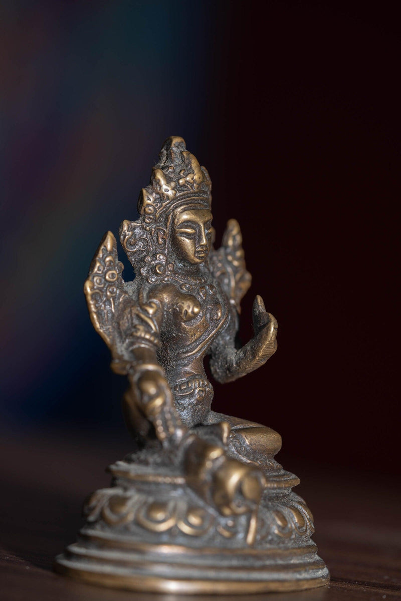 White tara mini size handmade copper statue for altar , decoration , home and gifts