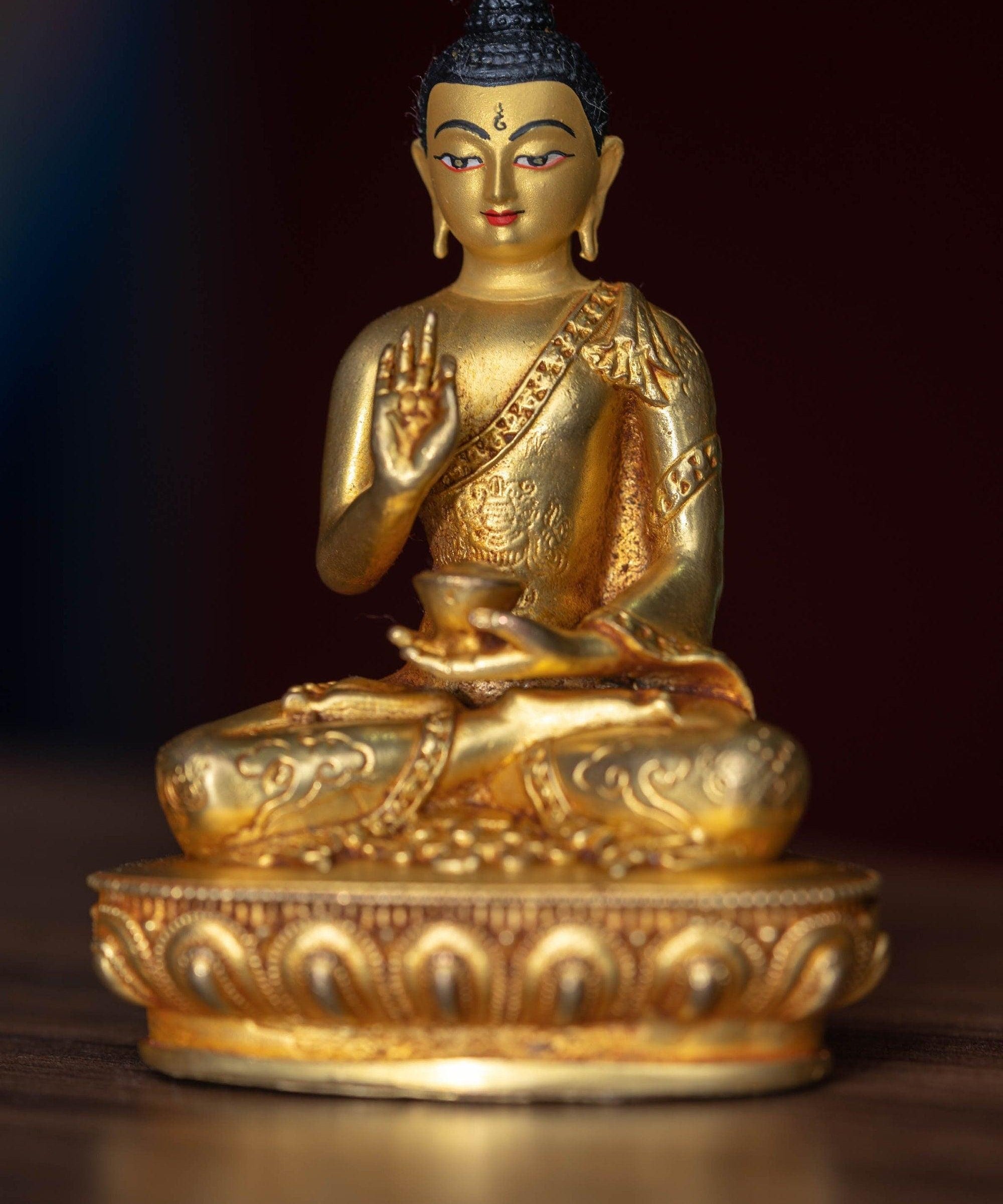 Amoghasiddhi Small size Buddha statue is gold plated for gifts, home and altar space
