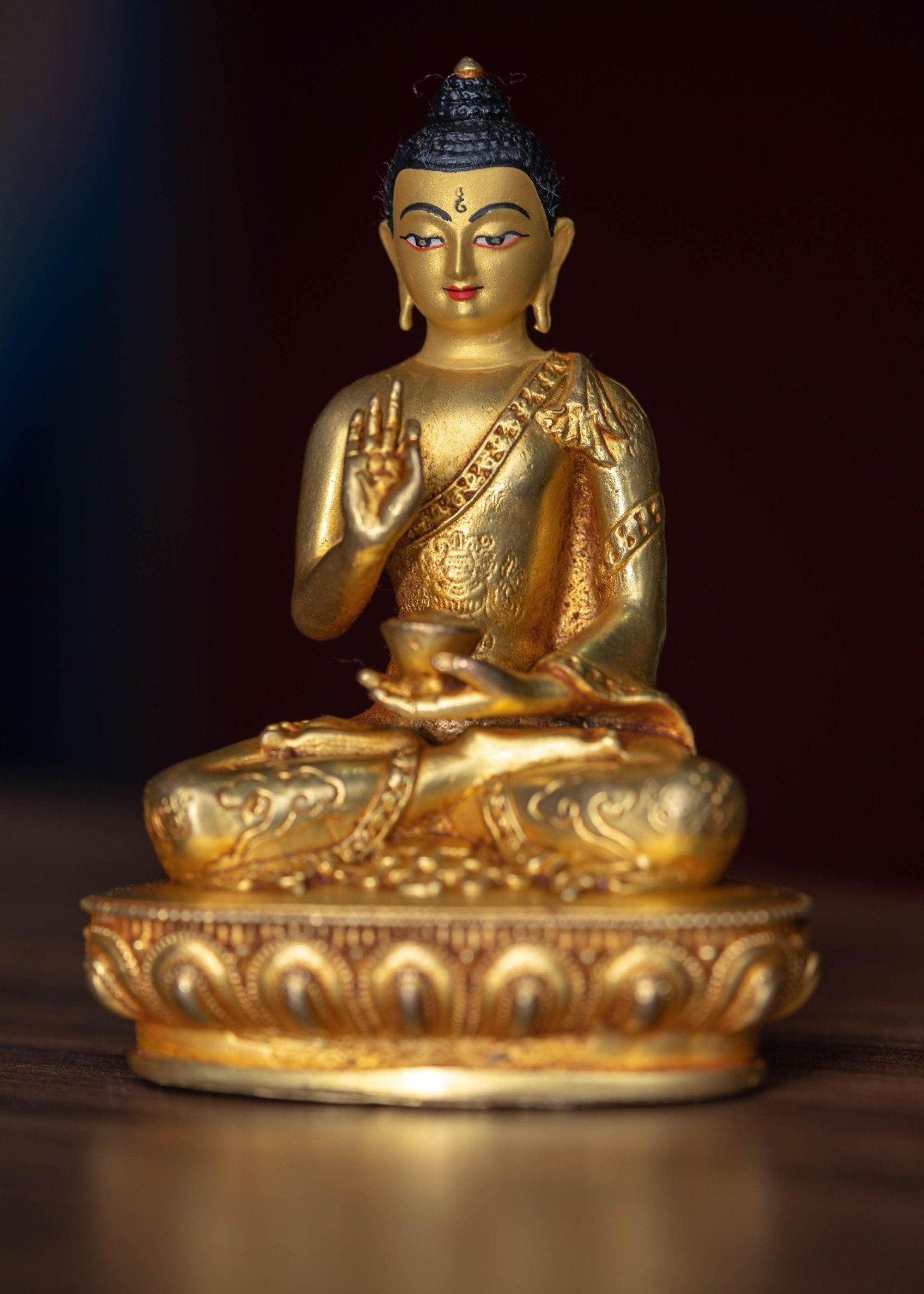 Amoghasiddhi Small size Buddha statue is gold plated for gifts, home and altar space