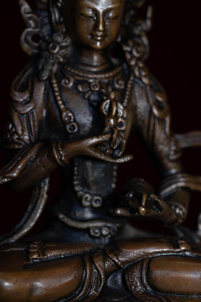 Tiny Metal Statue copper of Bajrasattva Buddha for decor, altar space