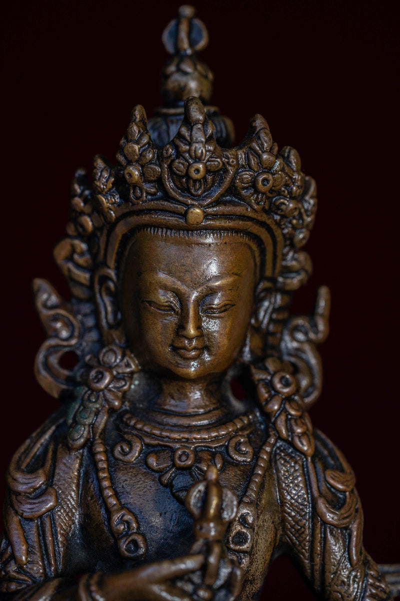 Tiny Metal Statue copper of Bajrasattva Buddha for decor, altar space