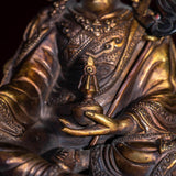 Guru Rinpoche statue metal craft from Nepal . Padmasambhava on lotus with bajra and skull cup