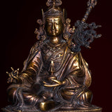 Guru Rinpoche statue metal craft from Nepal . Padmasambhava on lotus with bajra and skull cup