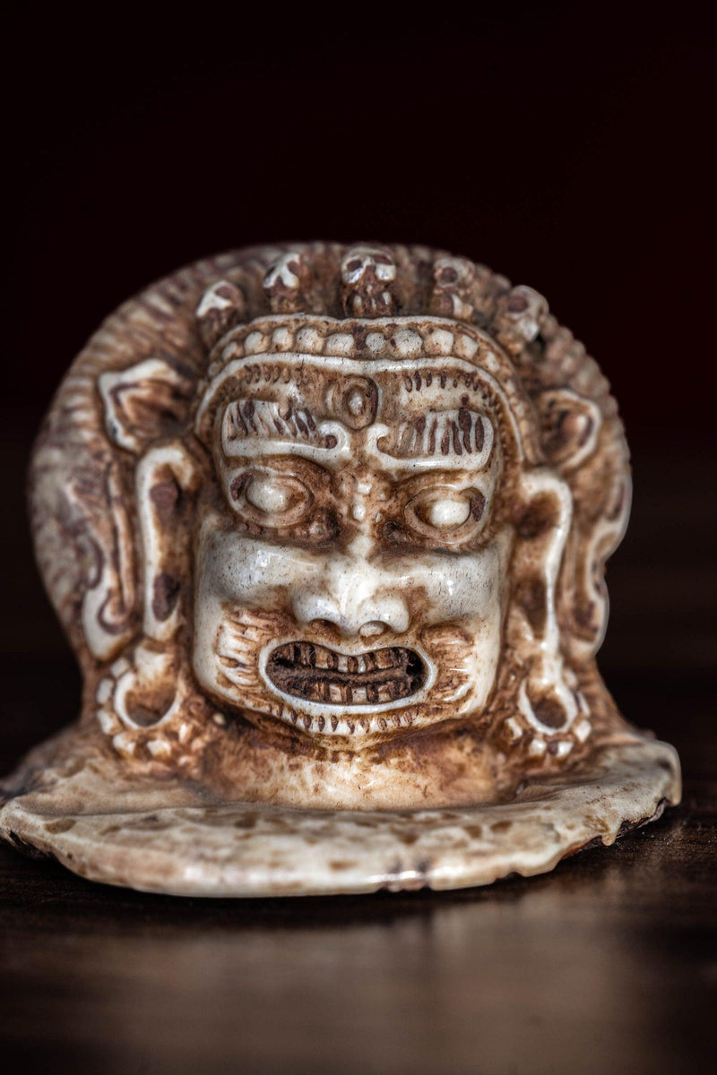 Bone carving Bhairav statue for altar and rituals