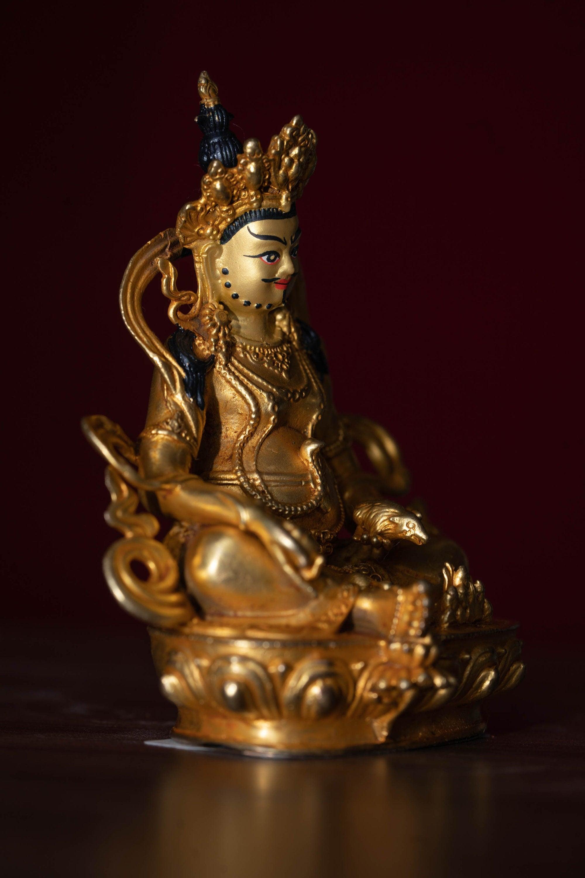 Small size gold plated zambala statue - god of wealth and fortune