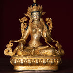 White tara gold plated buddha statue for altar space