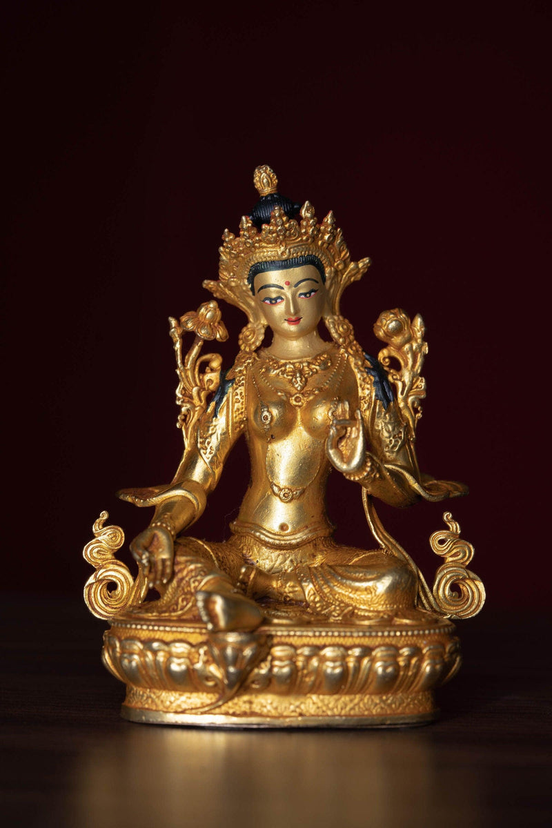 Green tara metal statue small size for home, decor, altar space