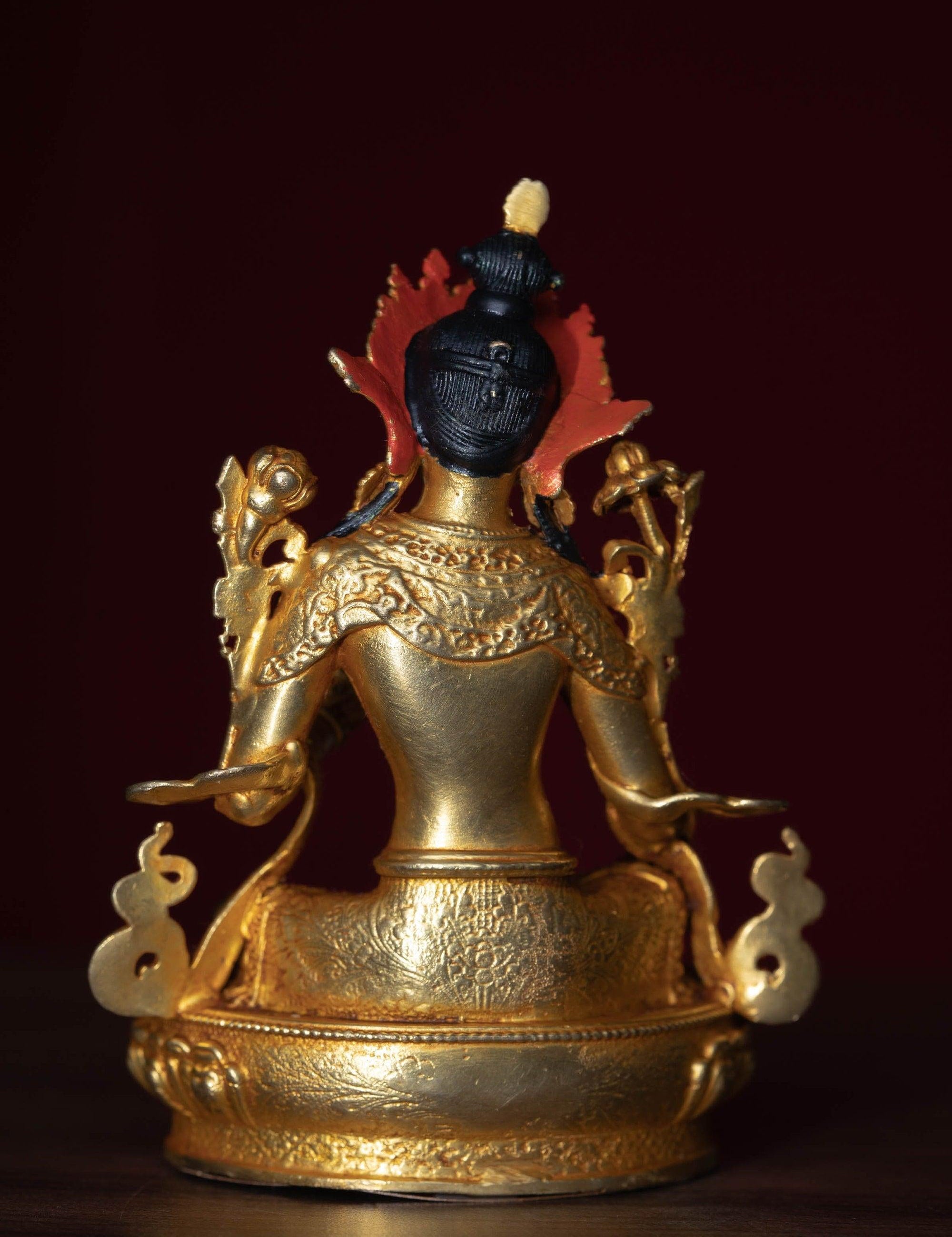 Green tara metal statue small size for home, decor, altar space