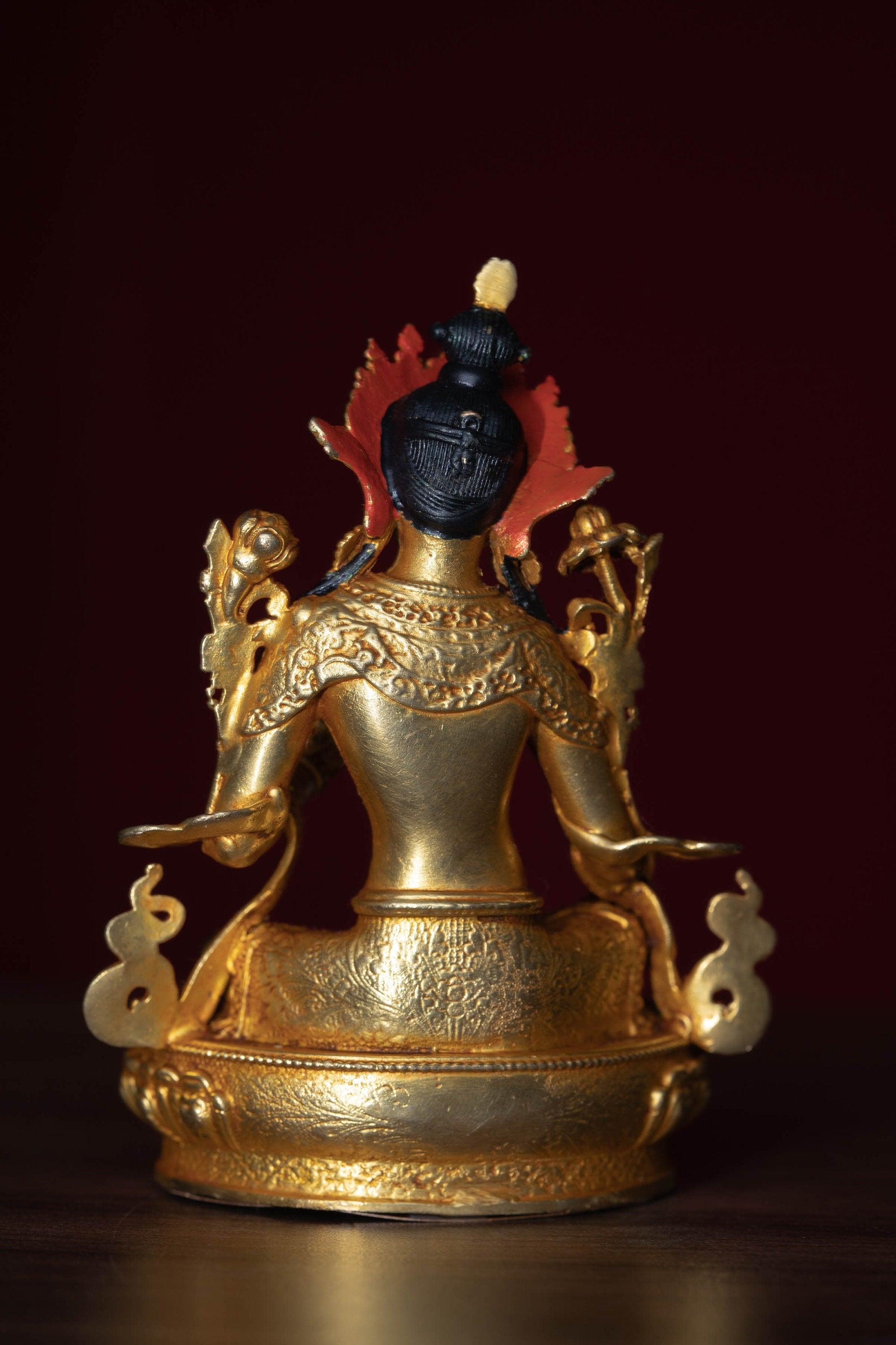 Green tara metal statue small size for home, decor, altar space