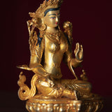 Green tara metal statue small size for home, decor, altar space