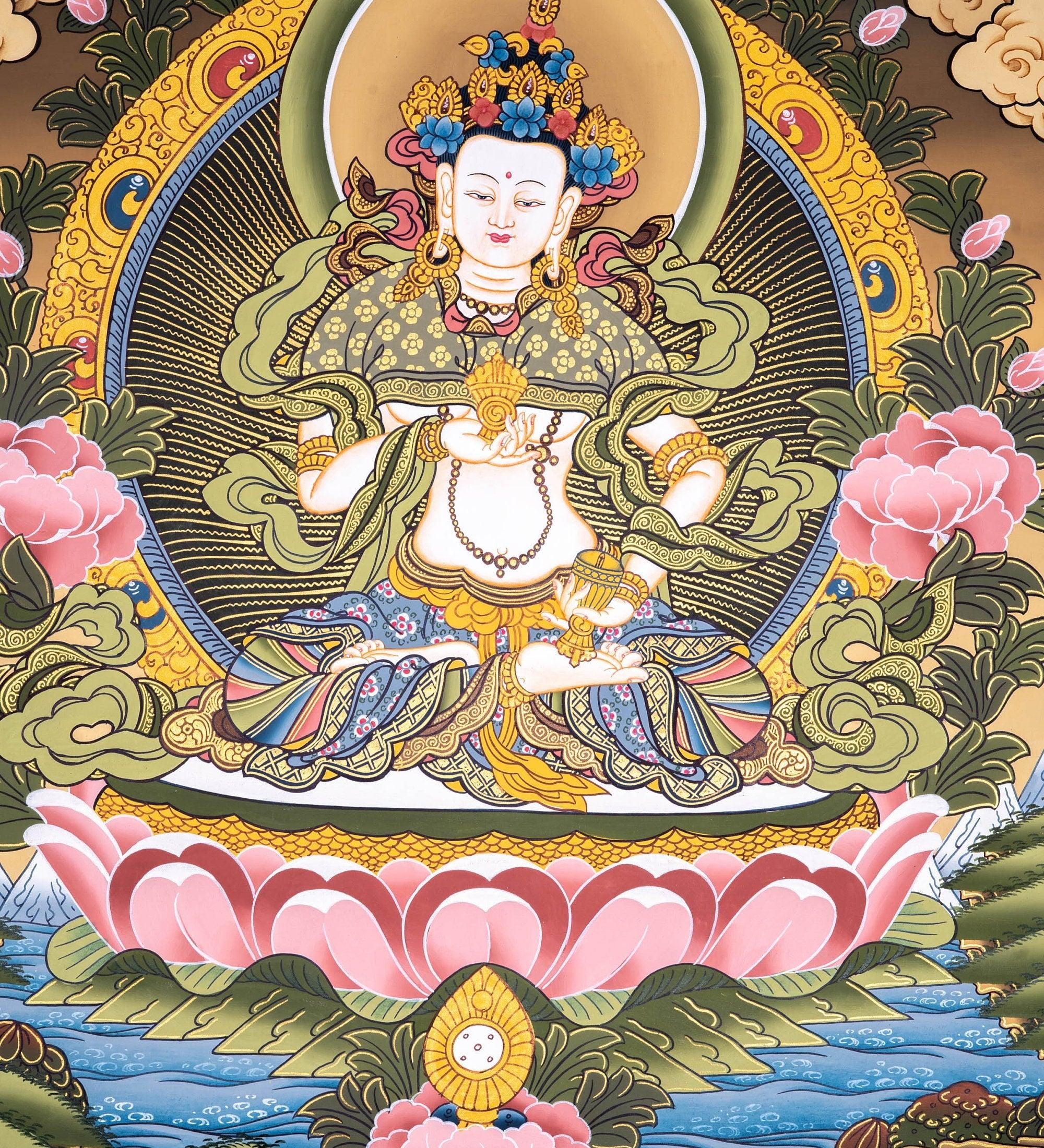 Great Purifier Vajrasattva  - Genuine Thangka Painting - Himalayas Shop