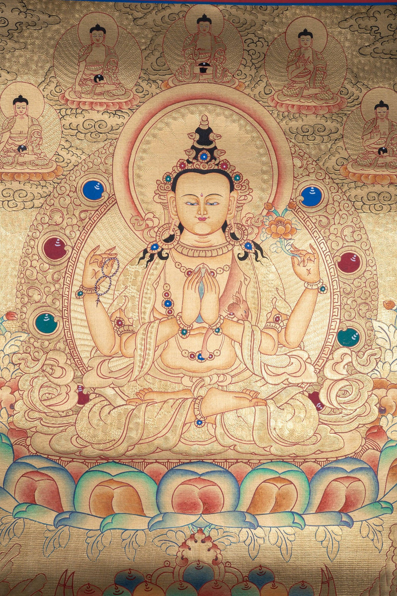 Lyap Chengresi Bodhisattva Thangka Painting - Himalayas Shop