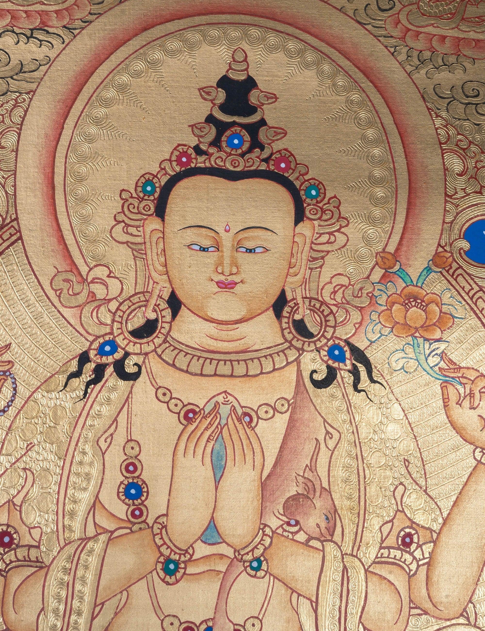 Lyap Chengresi Bodhisattva Thangka Painting - Himalayas Shop