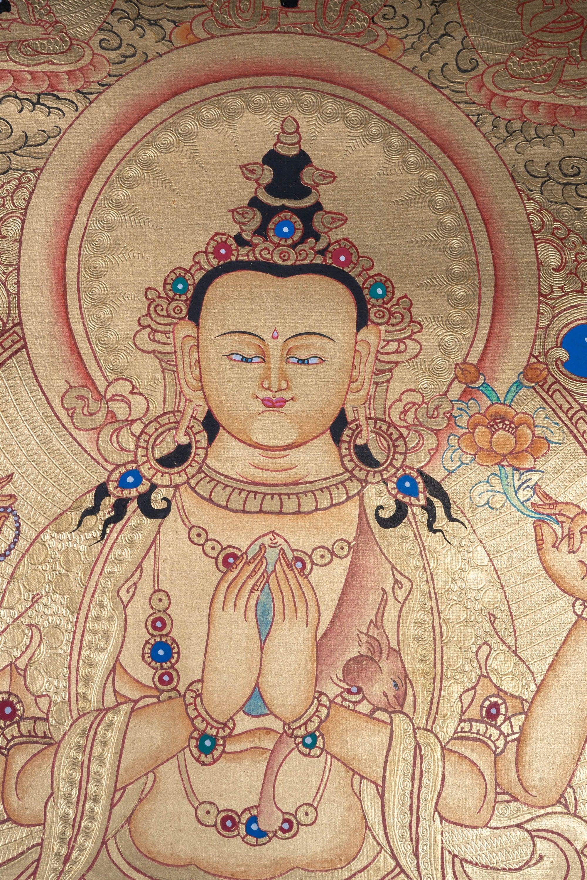 Lyap Chengresi Bodhisattva Thangka Painting - Himalayas Shop