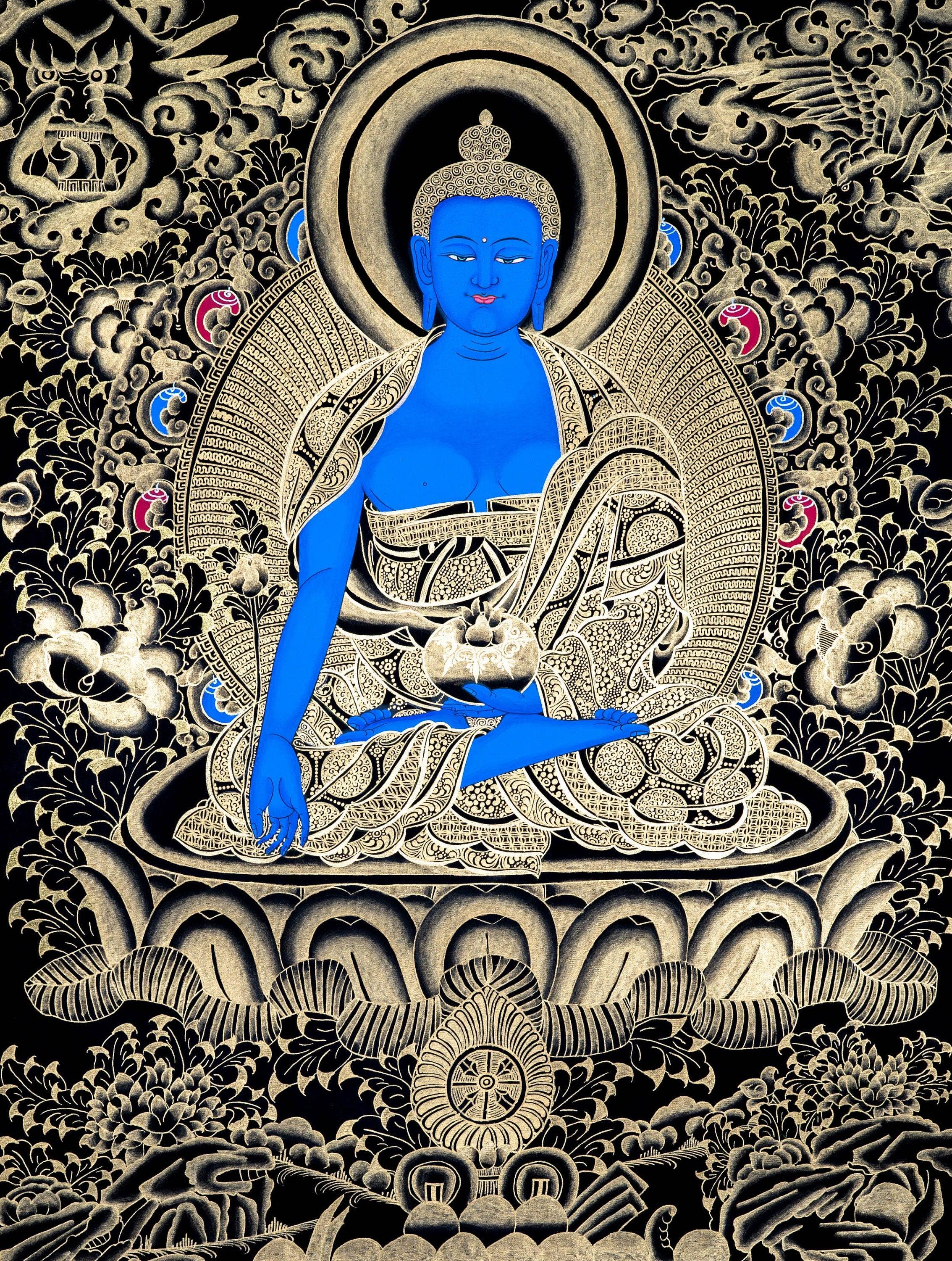 Blue Healing Buddha (Bhaisajyaguru Art) - Himalayas Shop