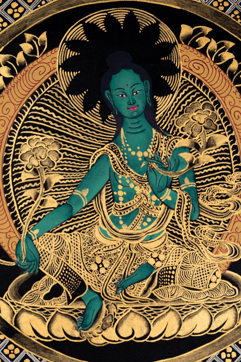 Green Tara Mandala Female Buddha Tibetan Art - Himalayas Shop