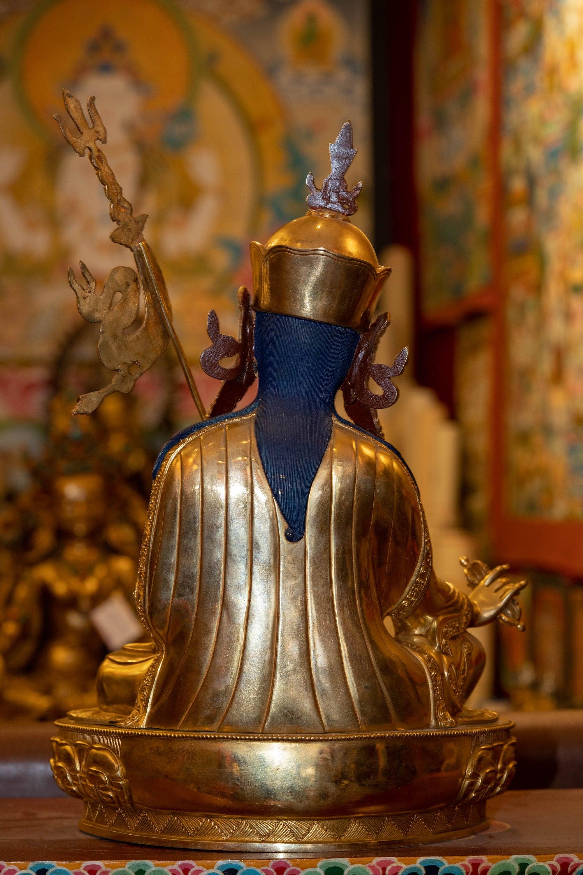 Gold Plated Handmade Guru Padmasambhava Statue - Himalayas Shop