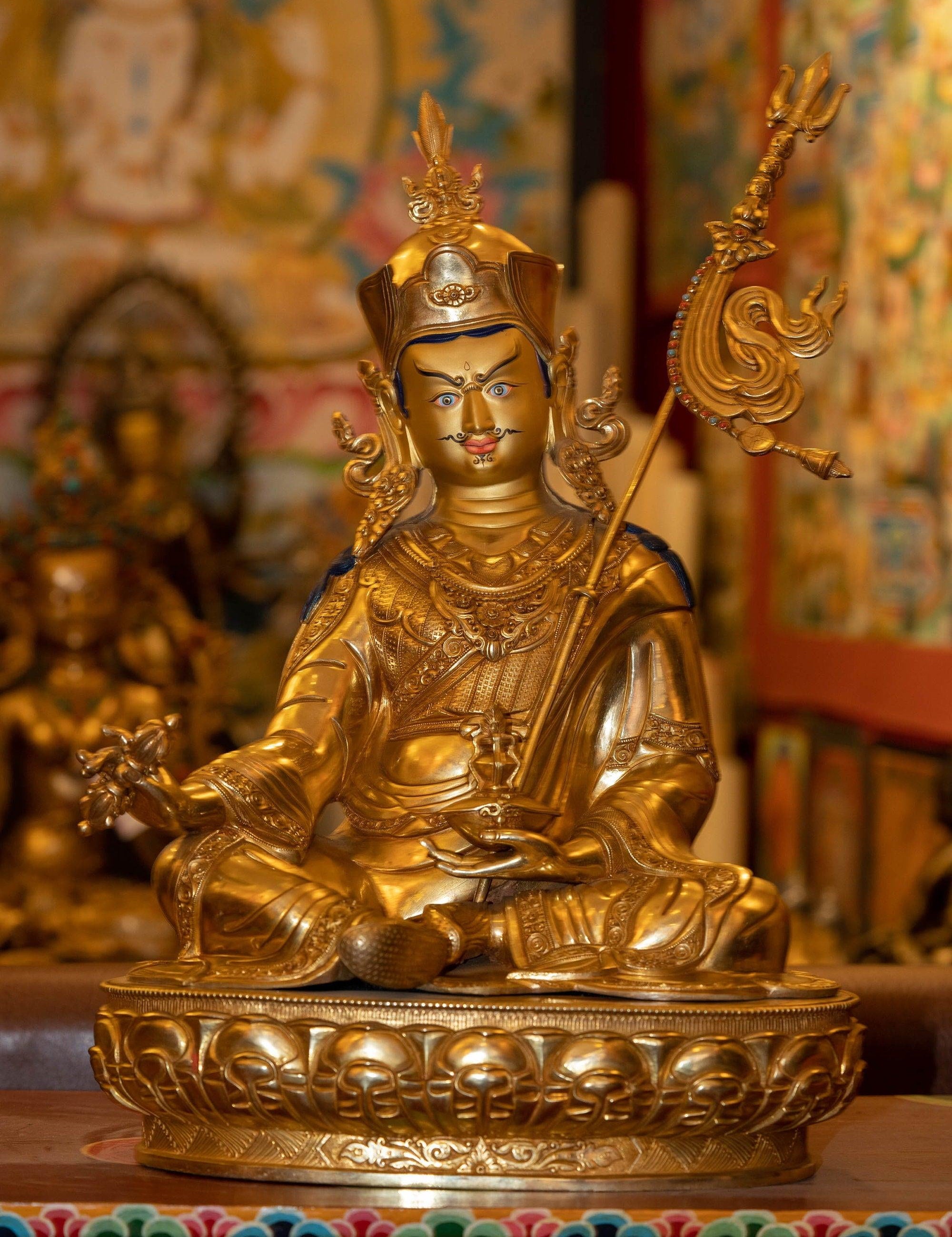 Gold Plated Handmade Guru Padmasambhava Statue - Himalayas Shop