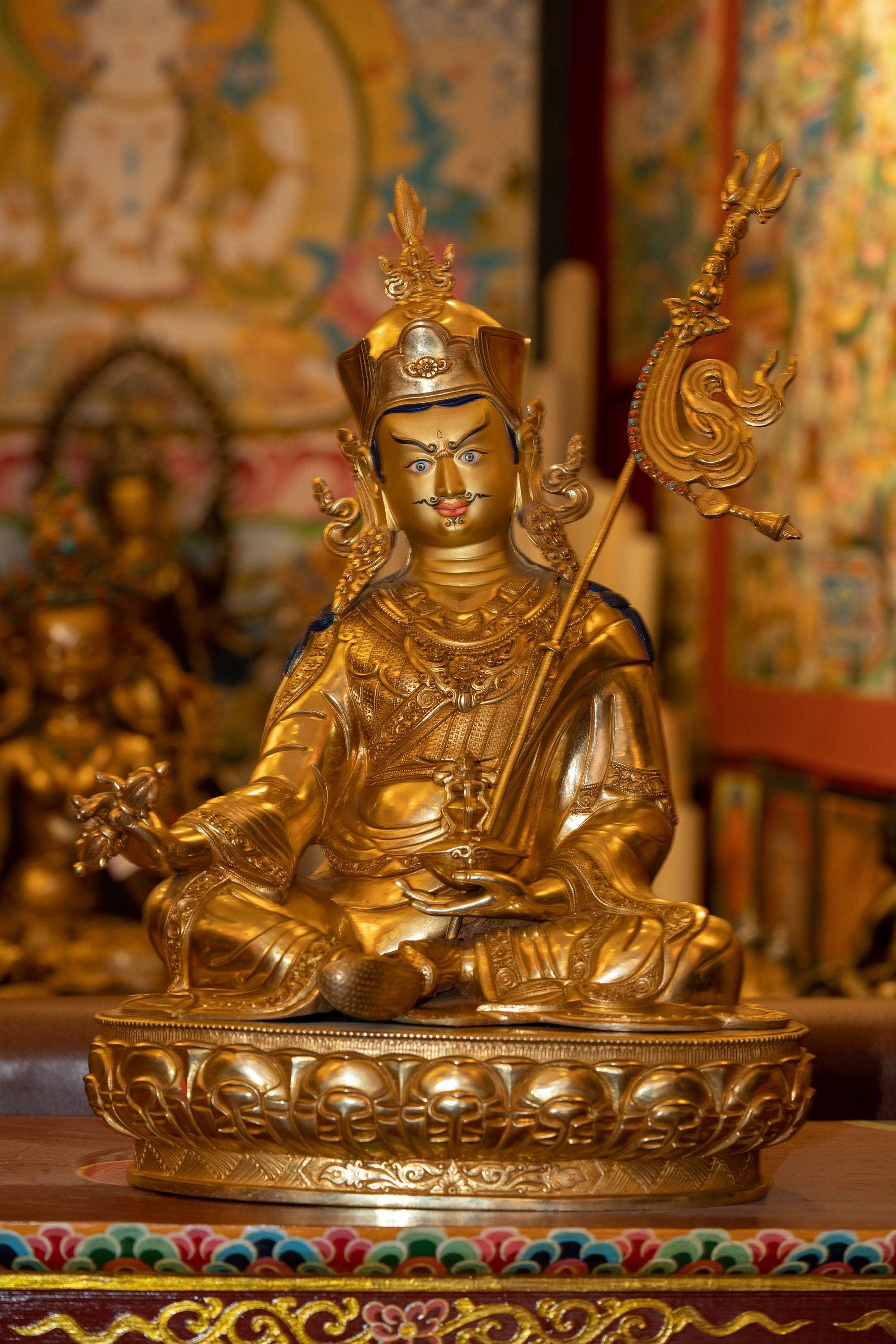 Gold Plated Handmade Guru Padmasambhava Statue - Himalayas Shop