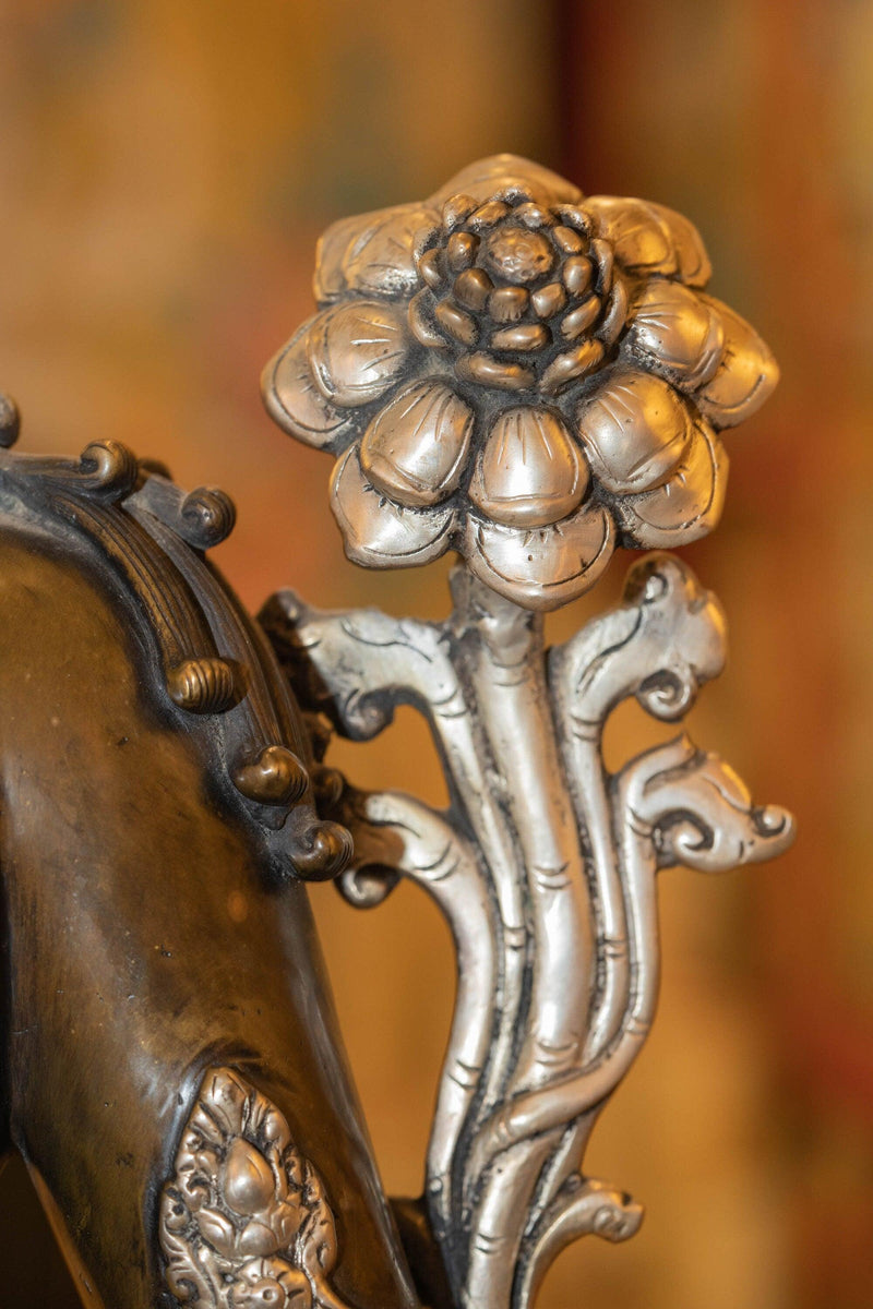 Bronze Manjushri Standing statue handmade in Nepal with detail art work.