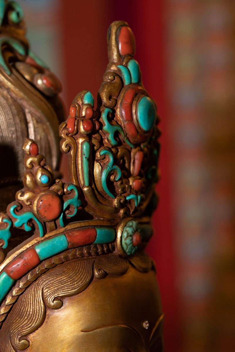 Green Tara statue gold with turquoise and ruby exclusive large statue collection
