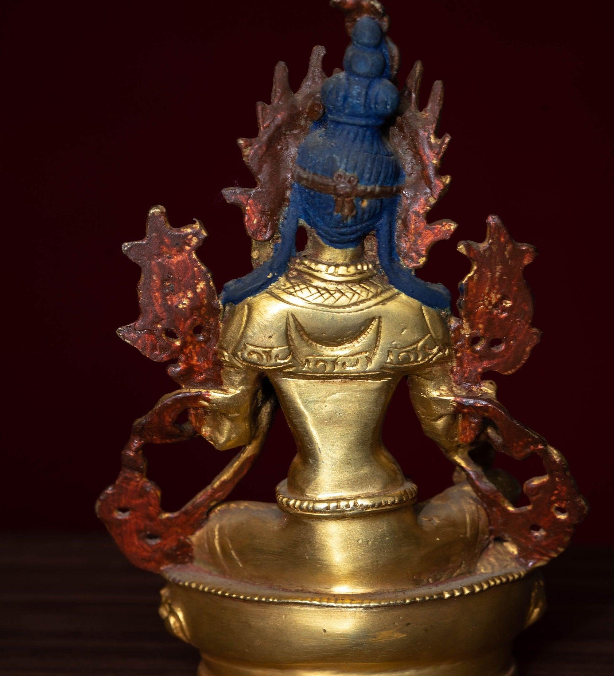 Gold Plated Green Tara Statue - Himalayas Shop