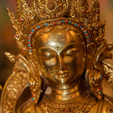 Green Tara Statue with Gold Plating - Himalayas Shop