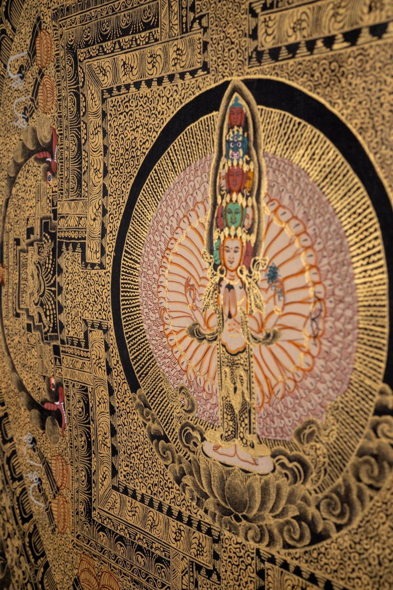 Fine Quality Avalokiteshvara Mandala Thangka painting - Himalayas Shop