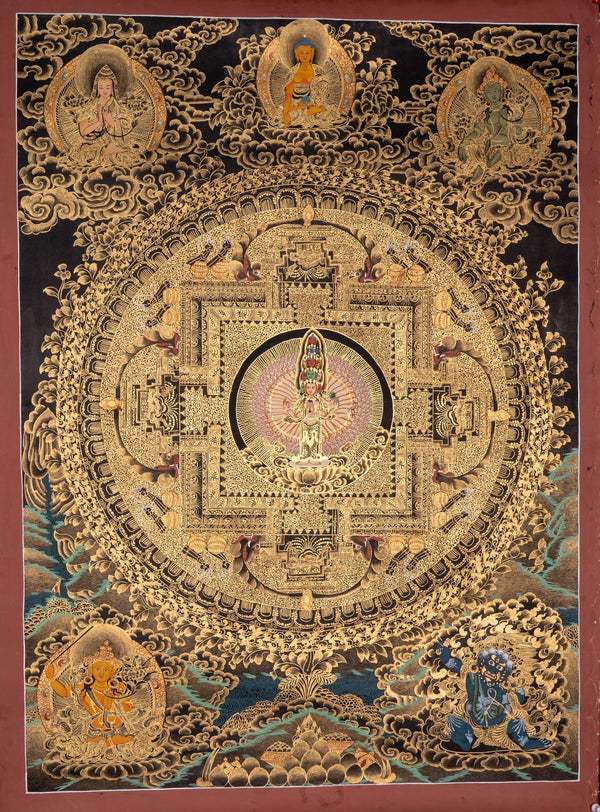 Fine Quality Avalokiteshvara Mandala Thangka painting - Himalayas Shop