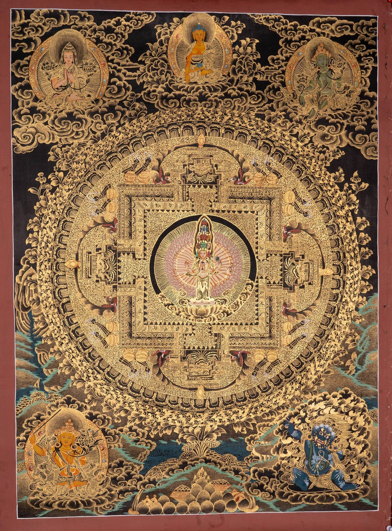 Fine Quality Avalokiteshvara Mandala Thangka painting - Himalayas Shop