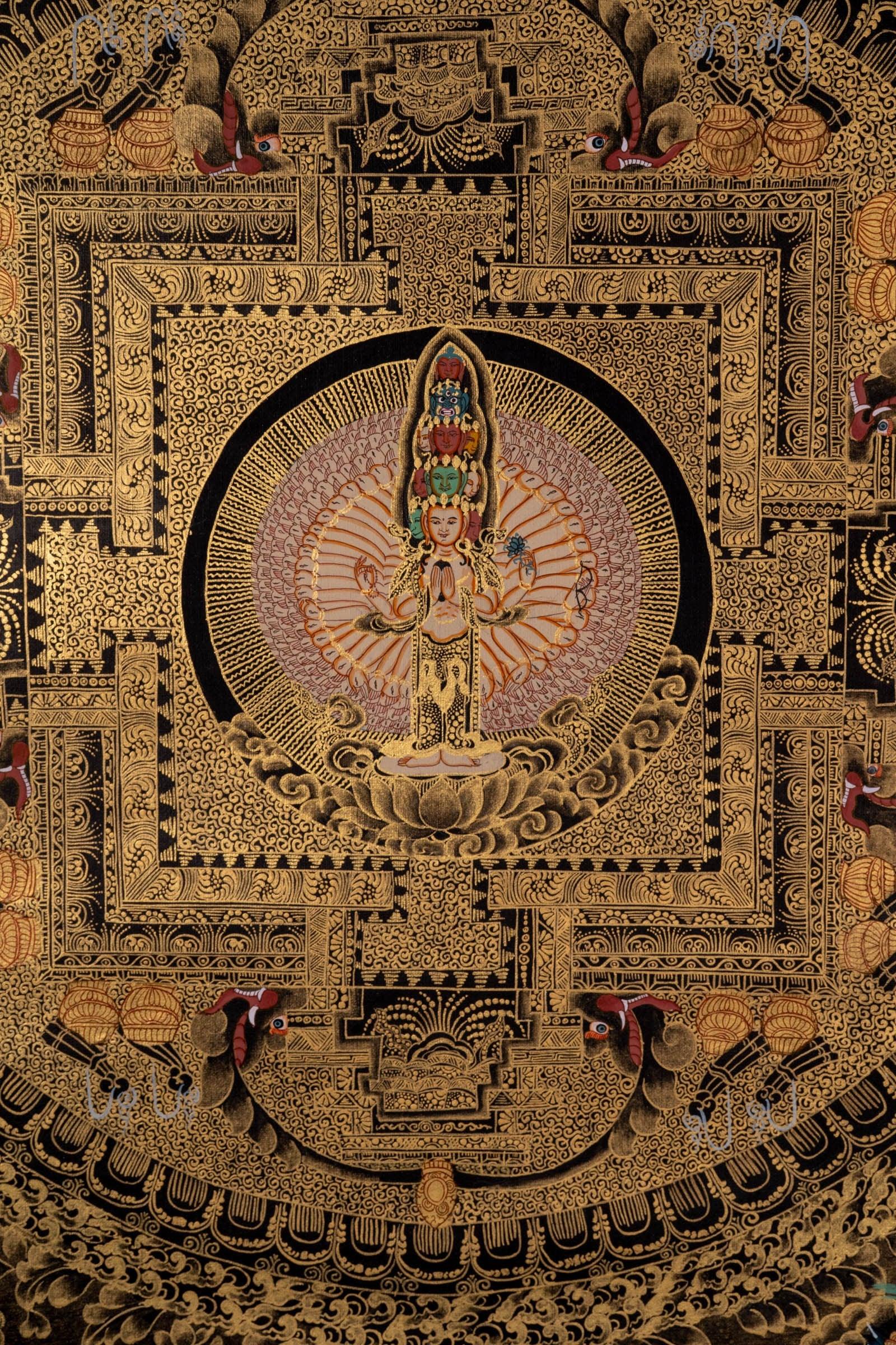 Fine Quality Avalokiteshvara Mandala Thangka painting - Himalayas Shop