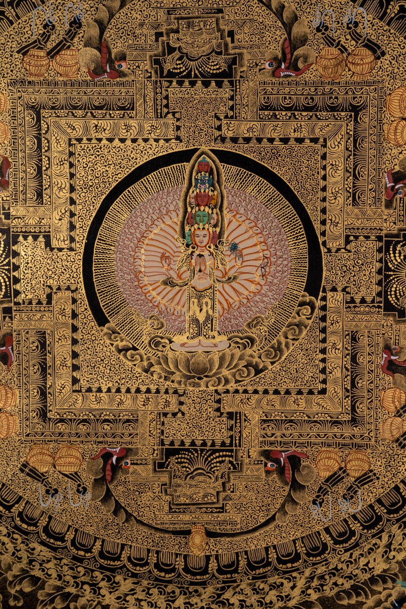 Fine Quality Avalokiteshvara Mandala Thangka painting - Himalayas Shop