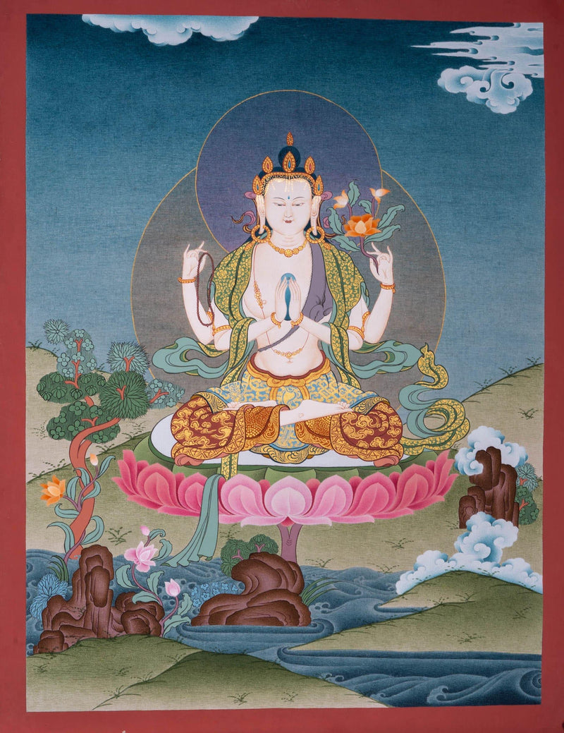 Chengresi Bodhisattva Thangka Painting