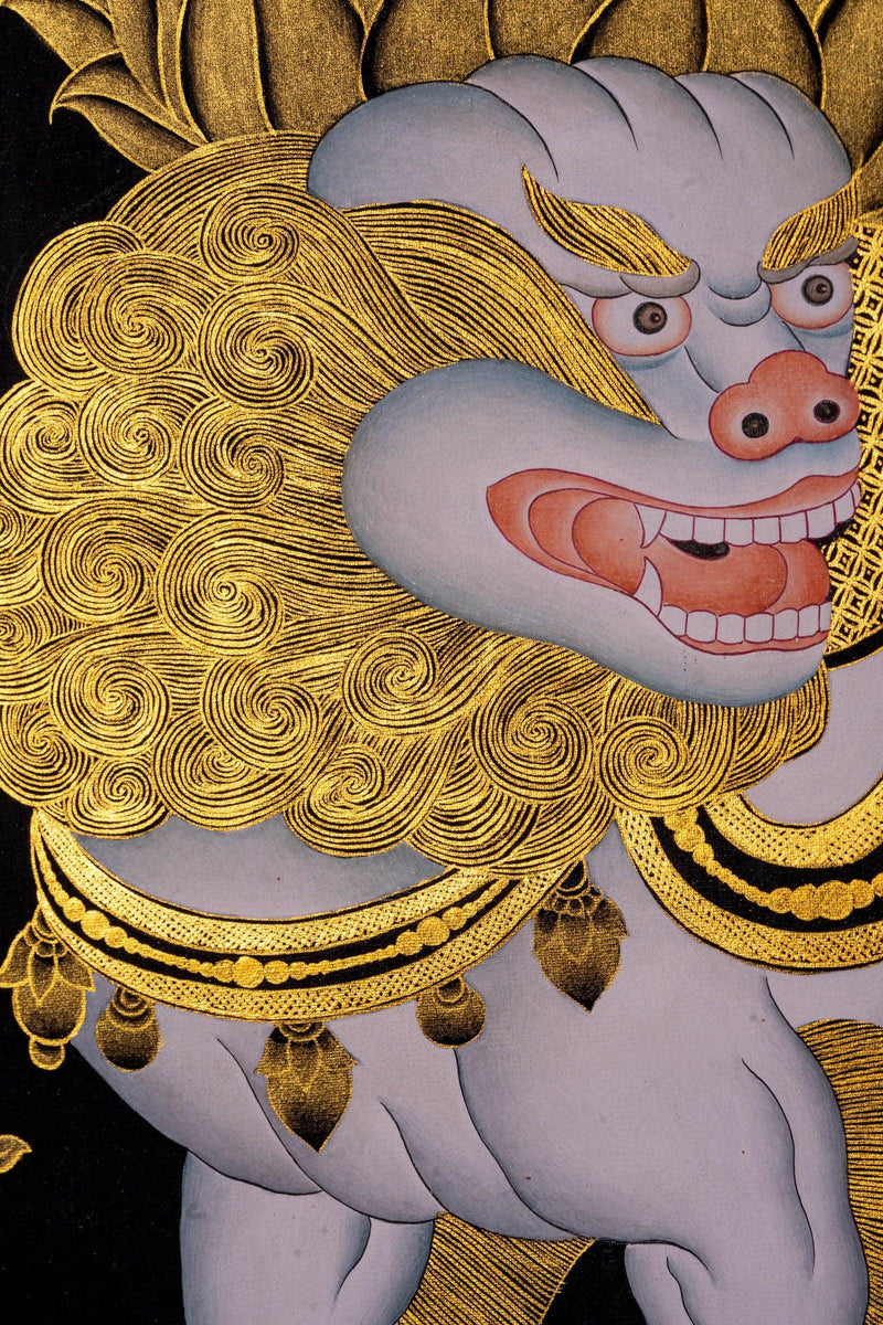 Pancha Buddha Thangka painting with his two first disciple Maudgalyayana and Śāriputra