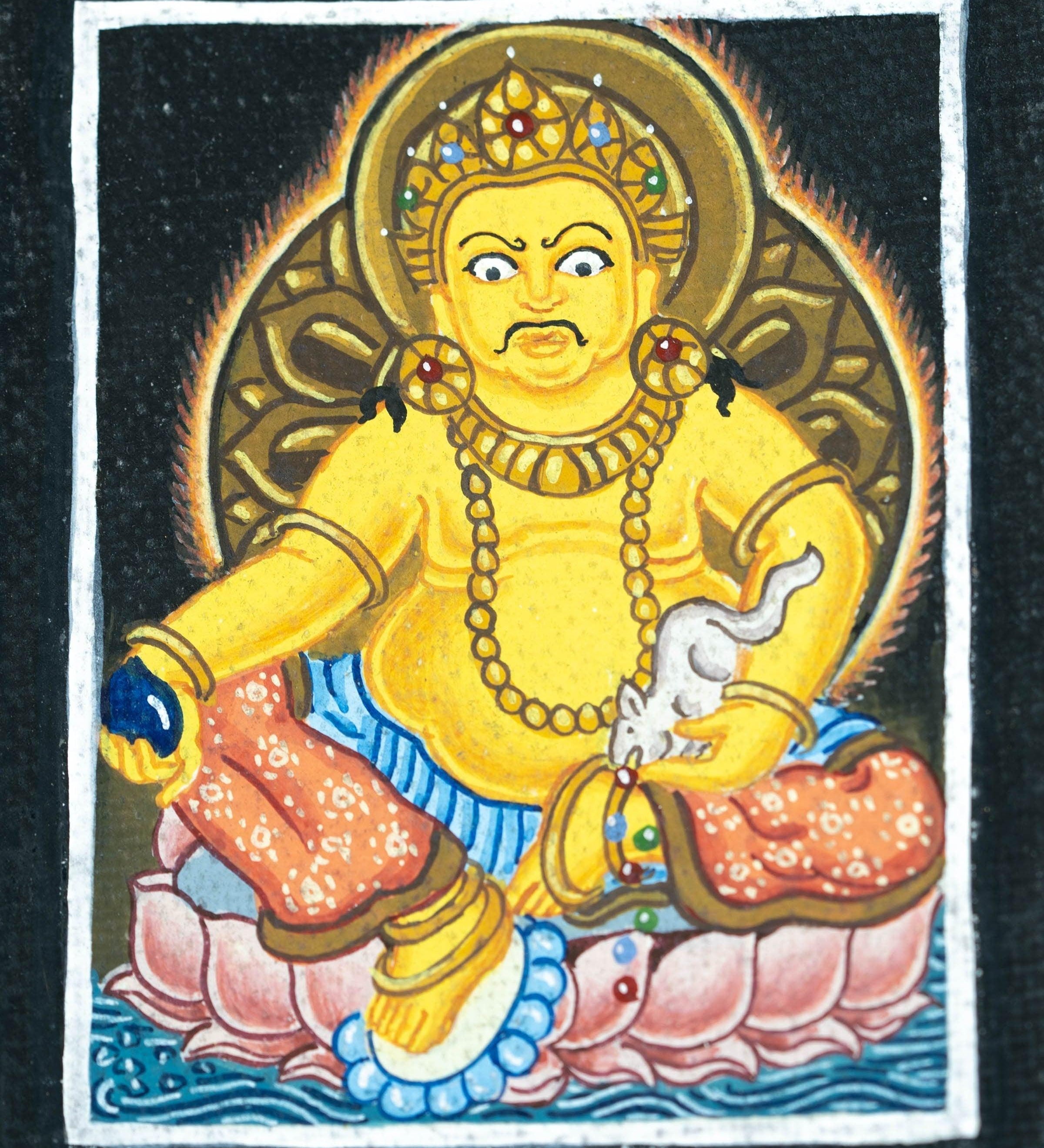 Kubera God of Wealth Ghau Thangka - Himalayas Shop